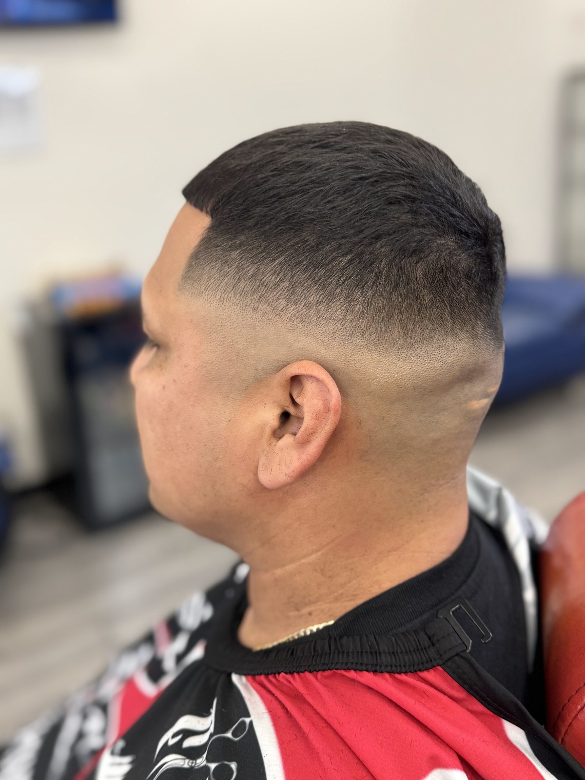Mid bald fade haircut without beard or goatee cut
